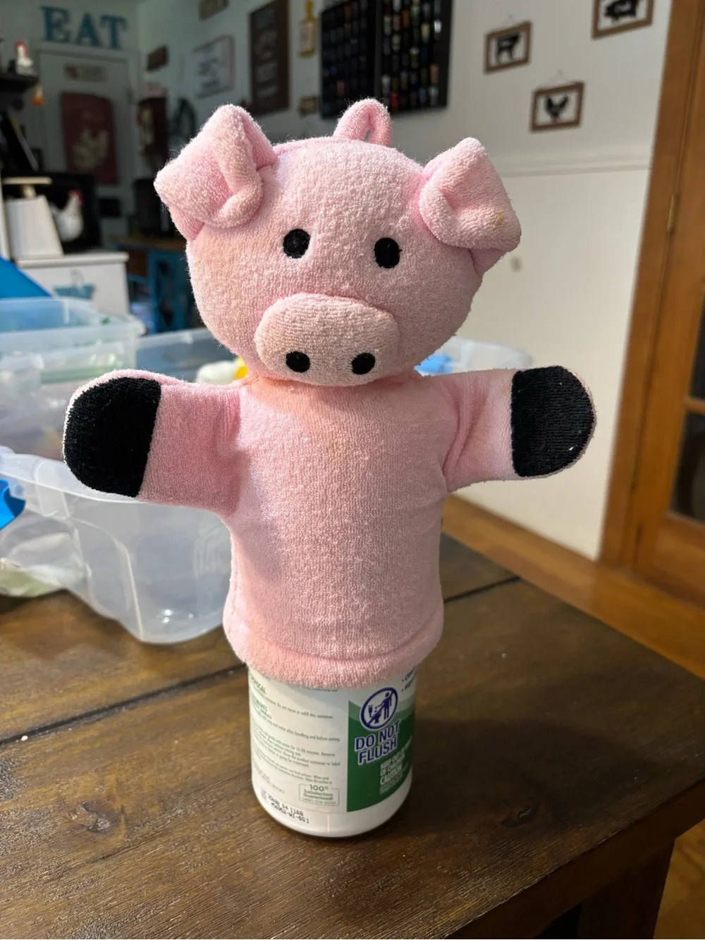 Gentle Pink Pig Bath Puppet for Kids by